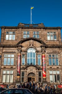 Ukrainian flag flying over Summerhall - picture by Dima Nechepurenko